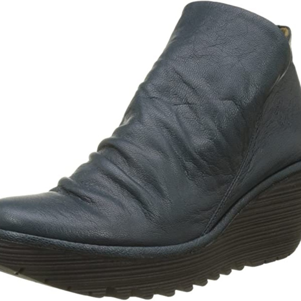 FLY London Women's Yip Boot Women’s Wedge Bootie Blue Reef Mousse Size 9-9.5/40